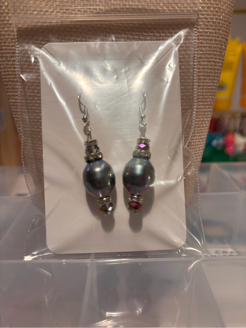 Handmade Iridescent Gray Pearl Drop Earrings - Women Jewelry